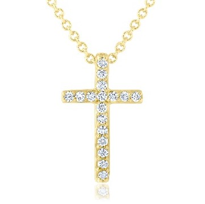 Diamond Cross Pendant in 14k Yellow Gold